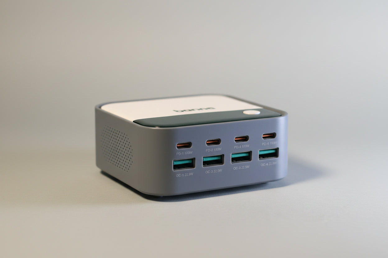Banoc 120W GaN3 Charging Station – 8-Port USB-C with Digital Display & RGB Light