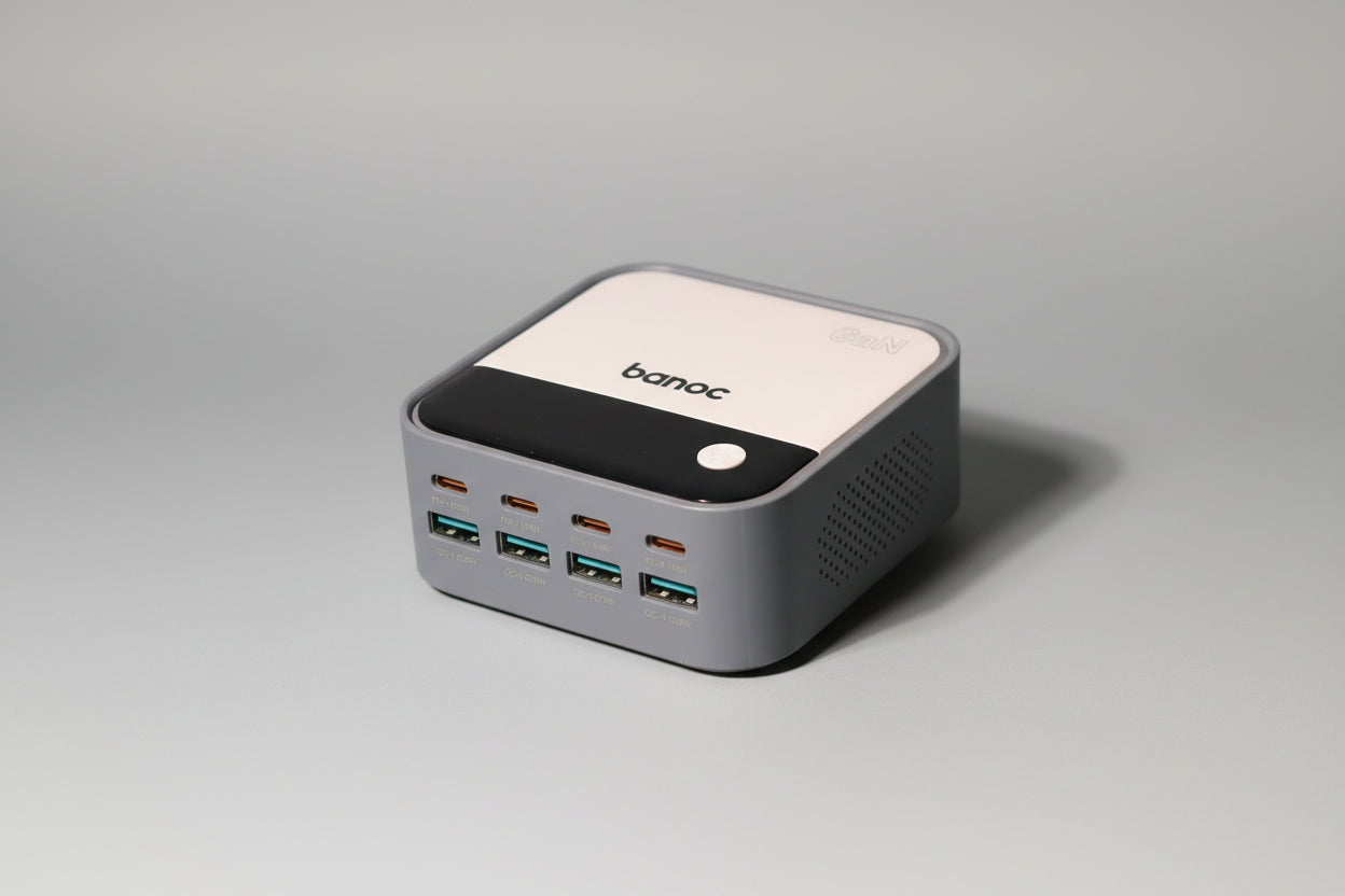Banoc 120W GaN3 Charging Station – 8-Port USB-C with Digital Display & RGB Light