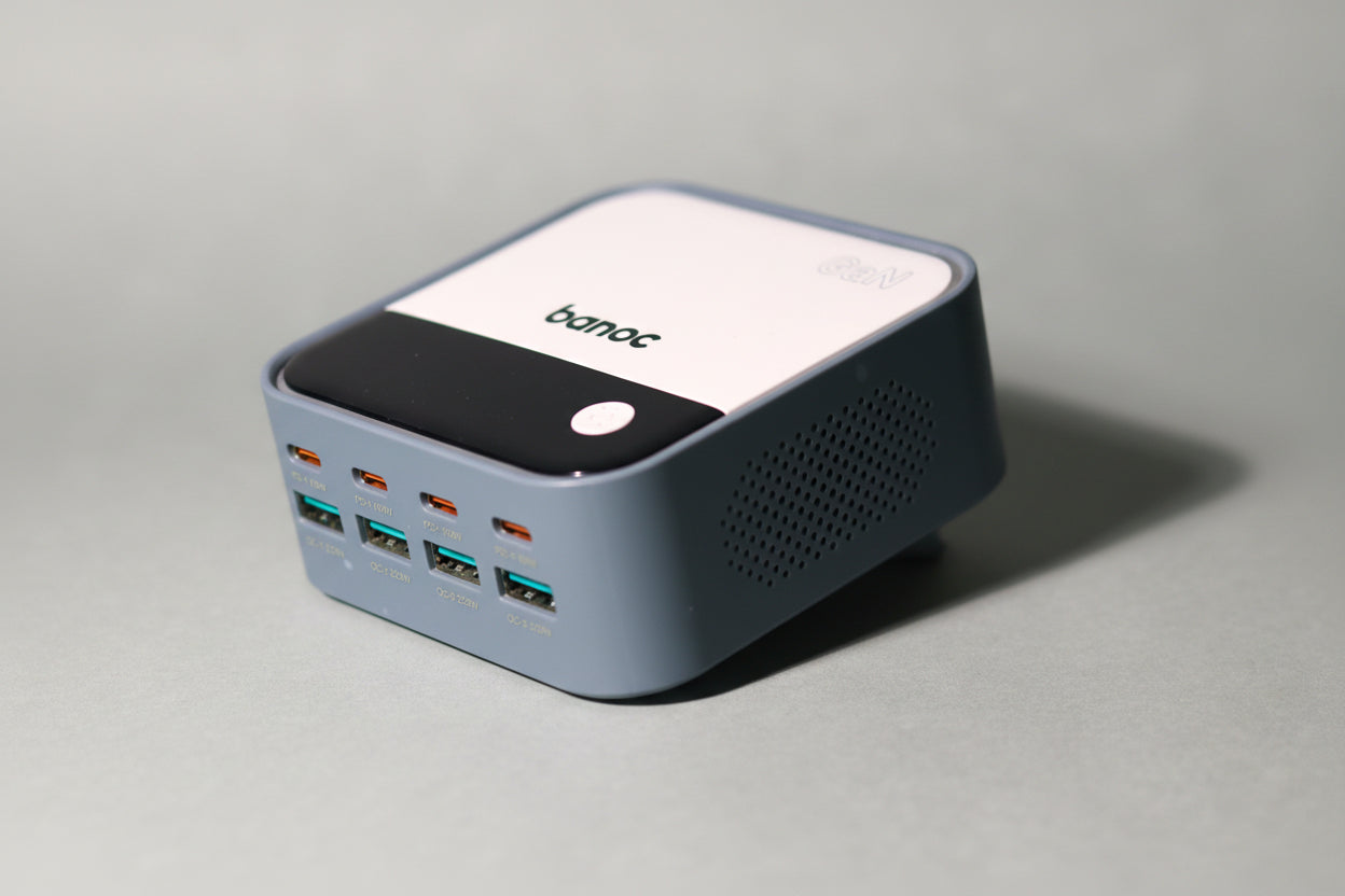 Banoc 120W GaN3 Charging Station – 8-Port USB-C with Digital Display & RGB Light